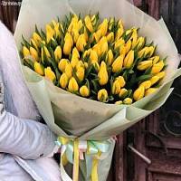 Букет из 101 желтых тюльпанов в упаковке - Dolinasad.by
